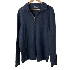 Polo Ralph Lauren Men's Navy Blue 1/4 Long Sleeve Pullover Sweater Size Large L